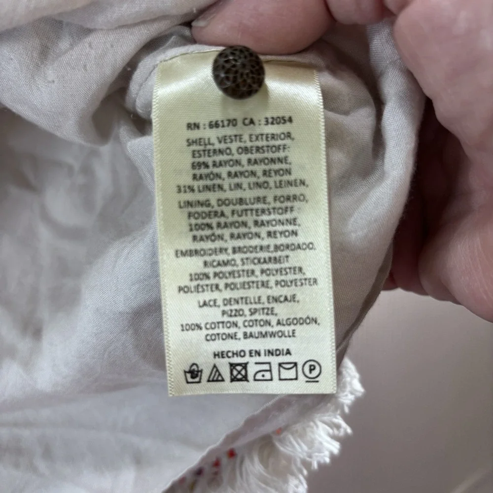 Anemia+Kin Anthropologie Reagan Embroidered Shift Dress linen Blend Size 2 Boho - Picture 10 of 16